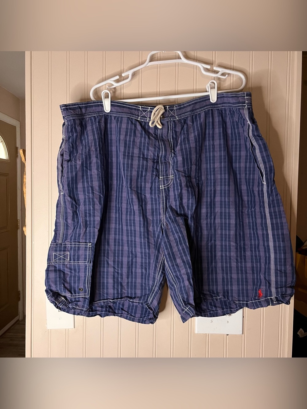Polo Ralph Lauren Swim Trunks Men’s 2X Big Lined Blue Purple Shorts Sport